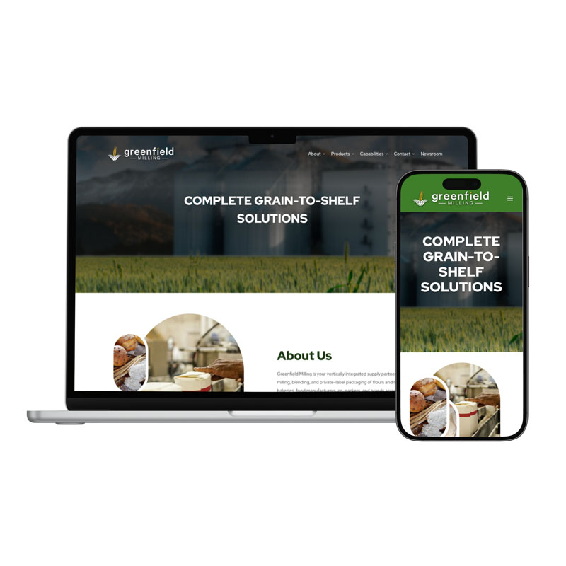 Greenfield Milling website screenshots in Utah