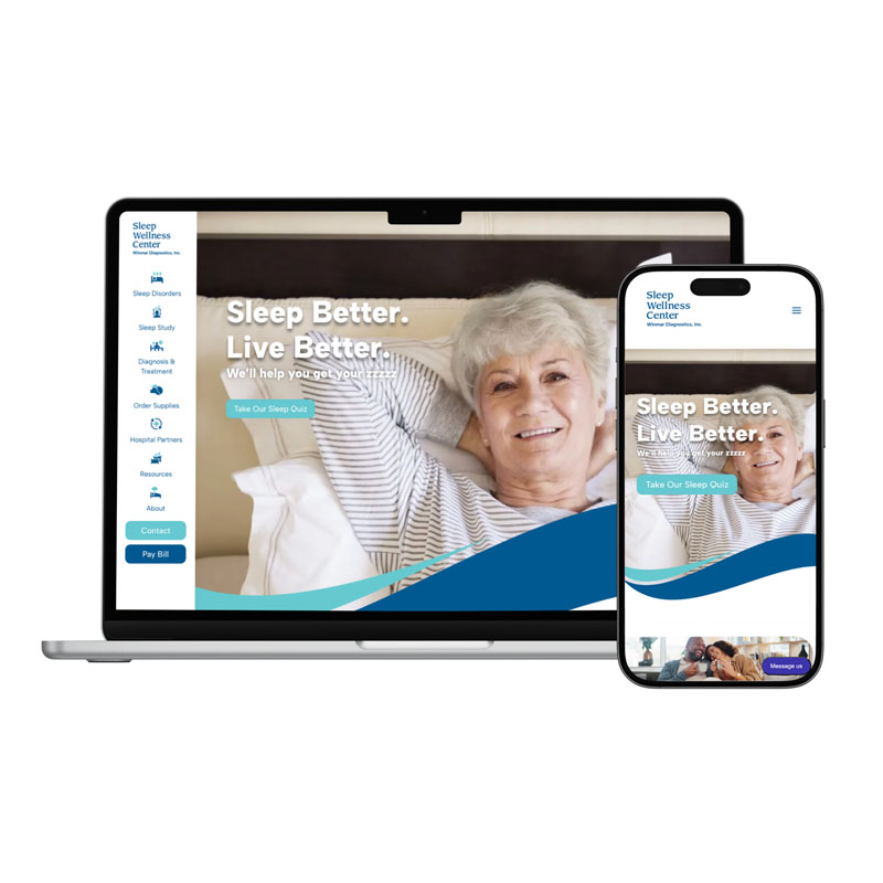 Sleep Wellness Center website screenshots in Fargo, ND